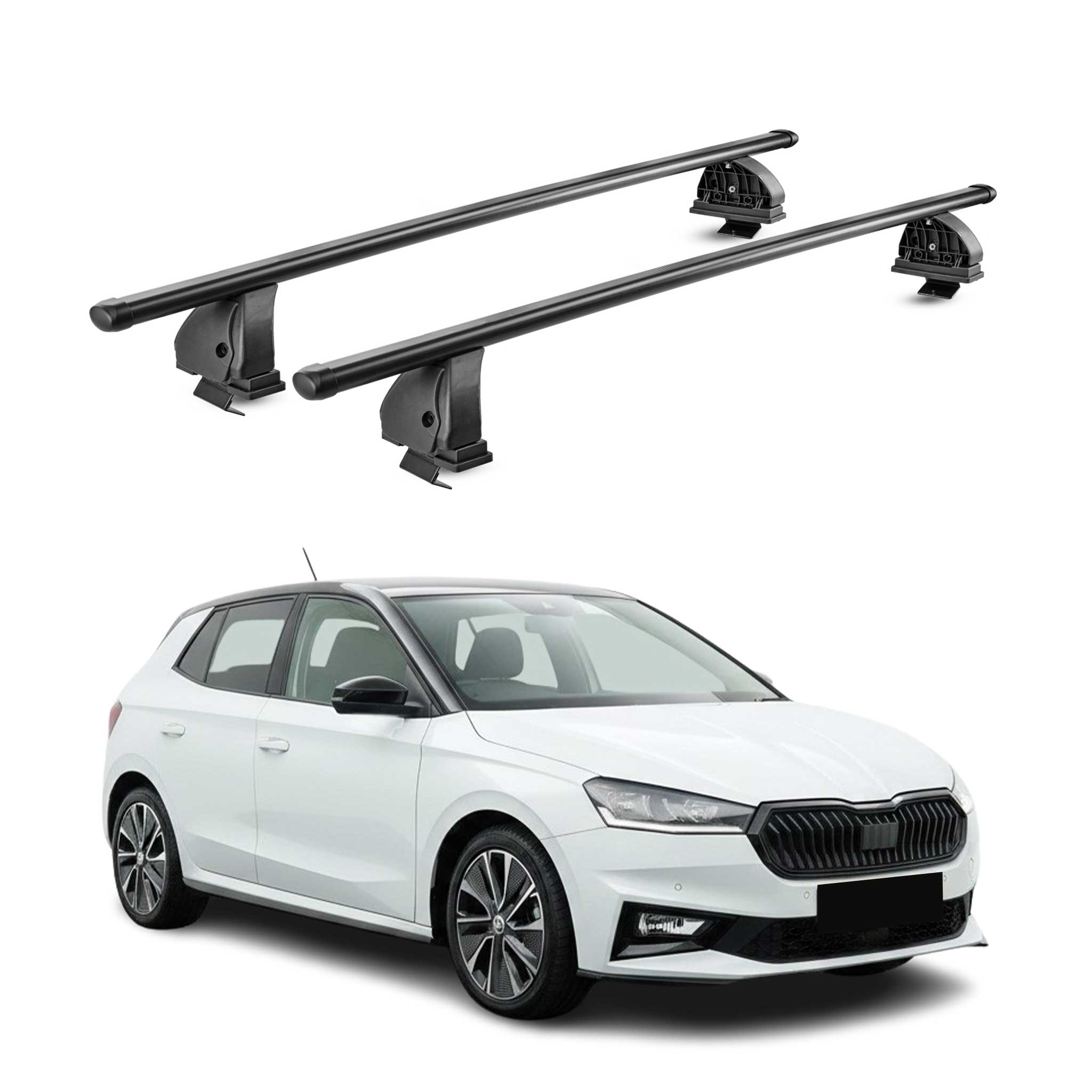 Barres de toit transversales acier pour Skoda Fabia IV 2022-2026 TÜV Noir 2Pcs