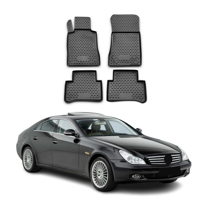OMAC Tapis de sol pour Mercedes CLS C219 2004-2010 sur mesure en caoutchouc Noir