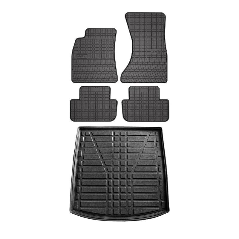 Kit Tapis de sol et coffre pour Audi A4 B8 Berline 2008-2015 Noir TPE