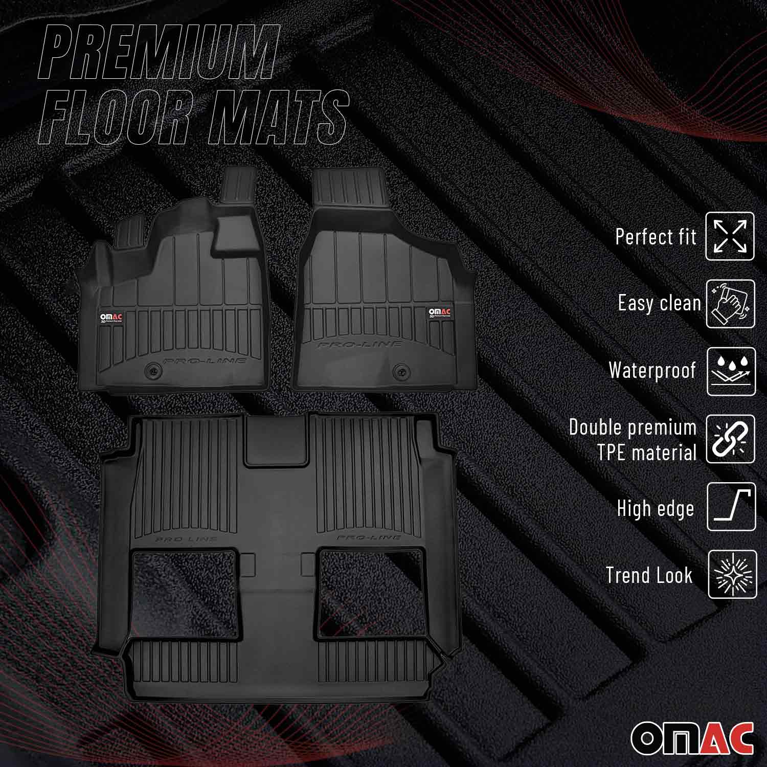 2008-2020 Dodge Grand Caravan/Voyager OMAC Tapis de sol en caoutchouc Noir