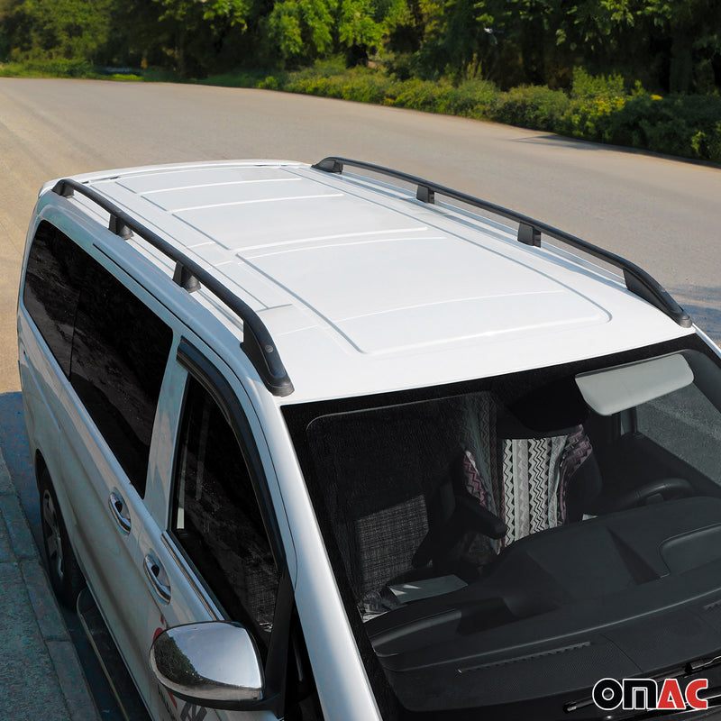 Barres de toit longitudinales pour VW III Caddy 2003-2015 L2 Long Alu Noir 2x