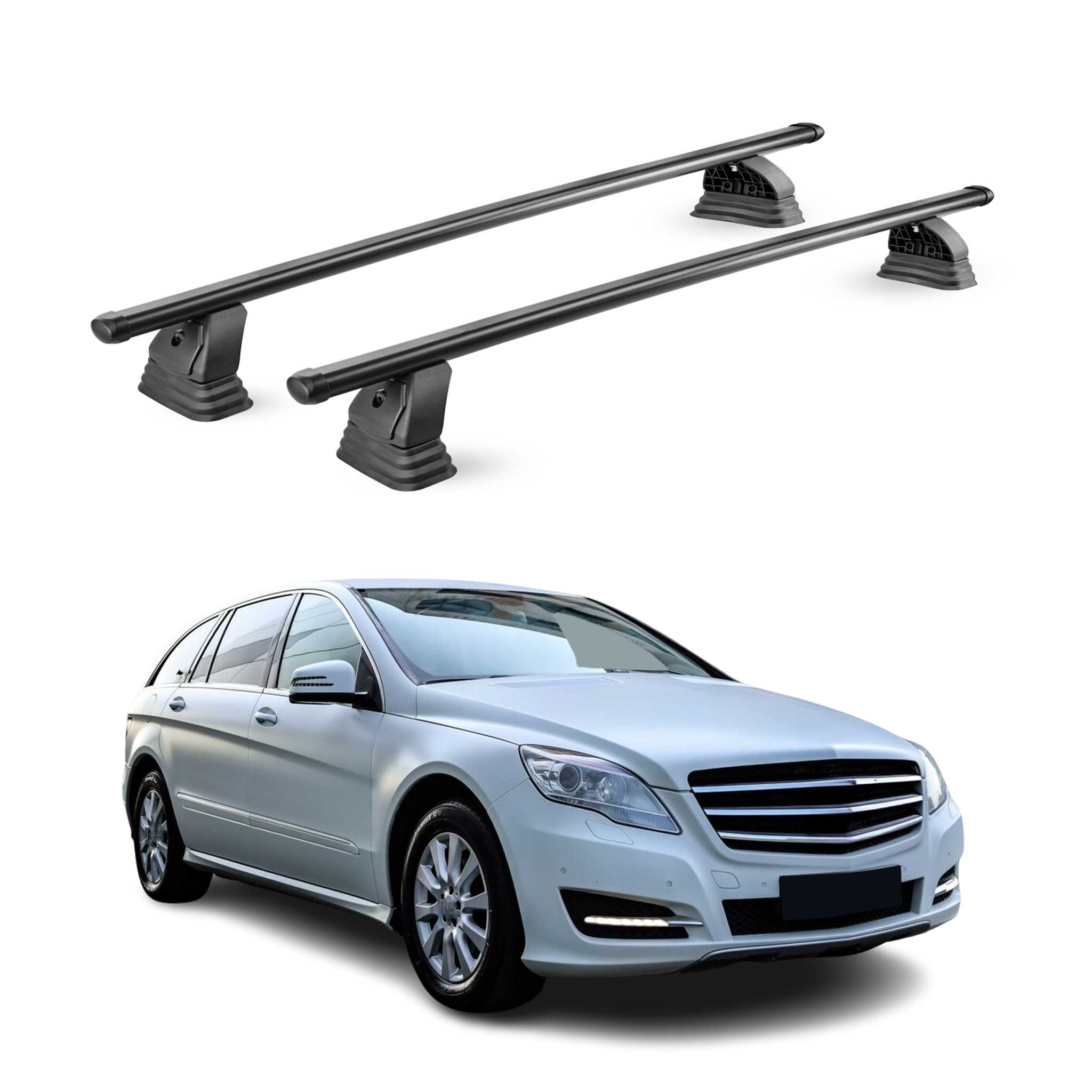 Barres de toit transversales acier pour Mercedes Classe R W251 2006-2013 Noir 2x