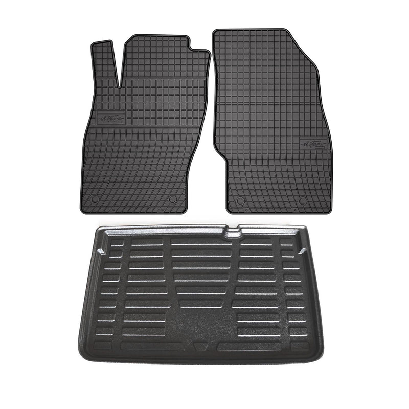 Kit Tapis de sol et coffre pour Opel Corsa D 2006-2014 TPE Noir