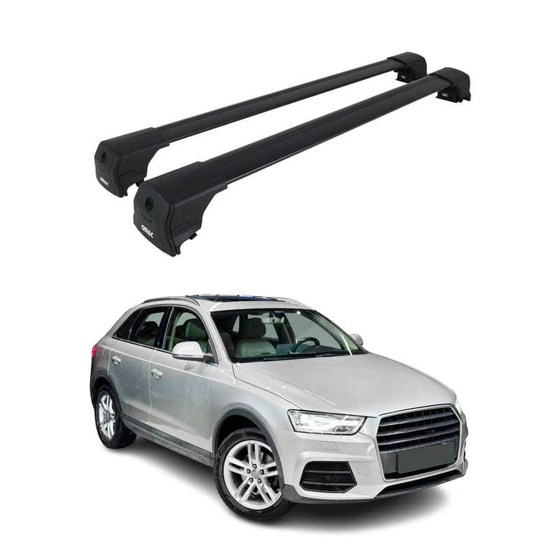 Barres de toit transversales pour Audi Q3 2011-2018 Aluminium Noir ABE