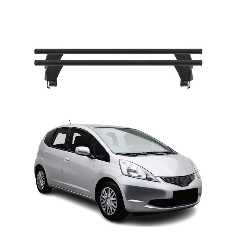 Menabo Barres de toit Transversales pour Honda Jazz 2013-2019 Alu Noir ABE 2x