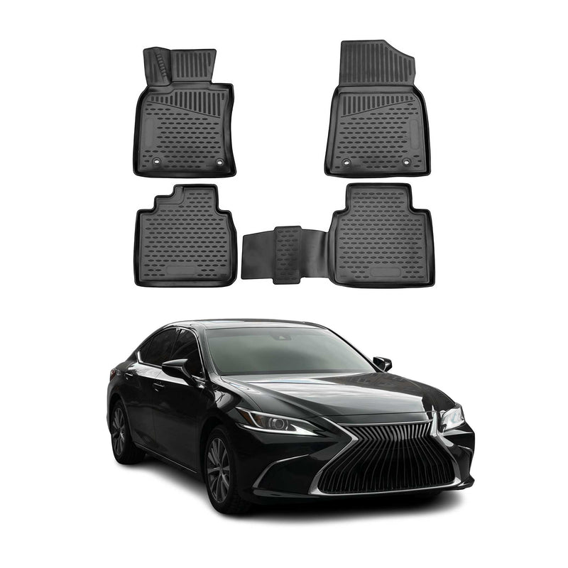 Tapis de sol pour Lexus ES 2018-2025 en caoutchouc TPE 3D Noir 4Pcs