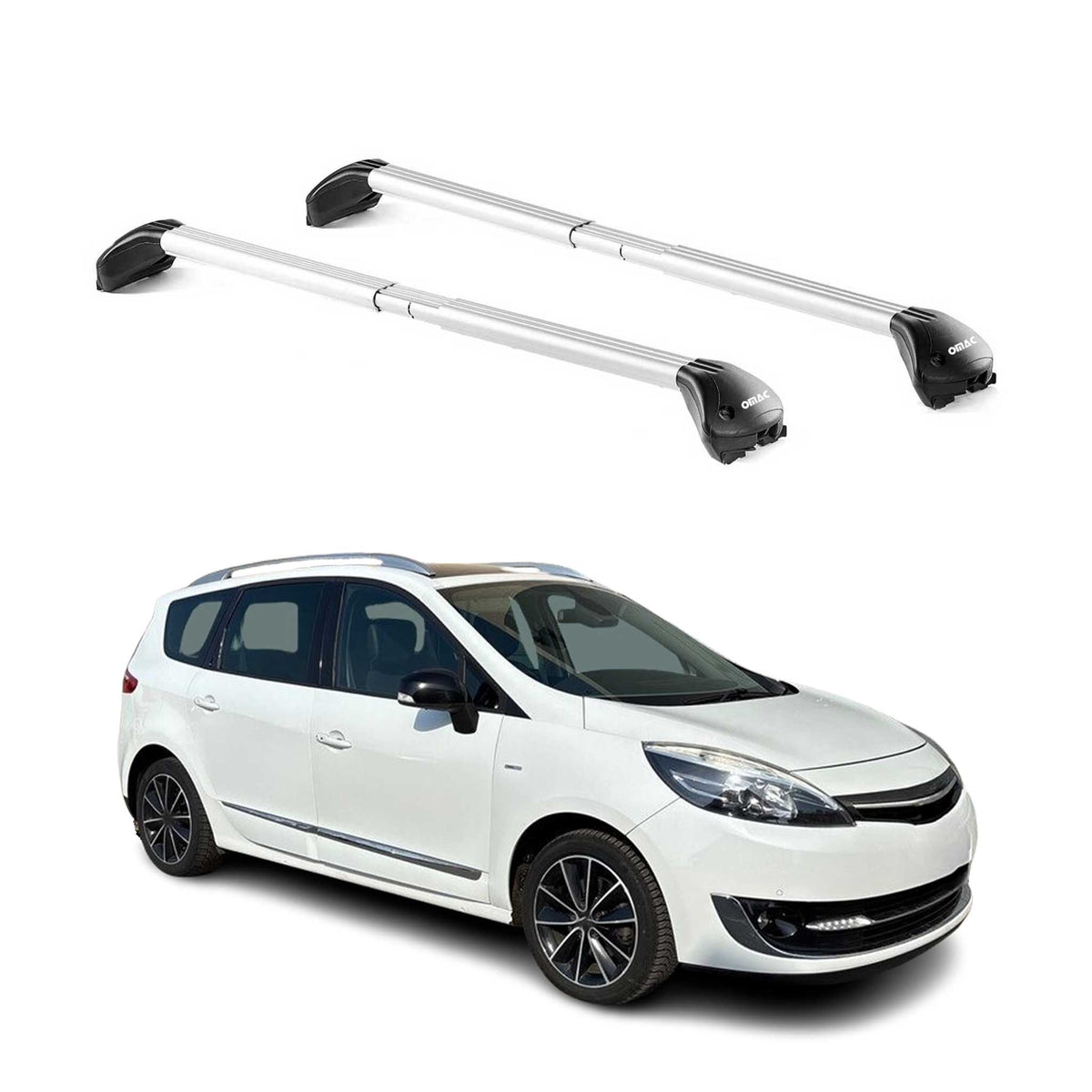 Barres de toit pour Renault Scenic III 2009-2016 Gris Argenté 2 pièces ABE