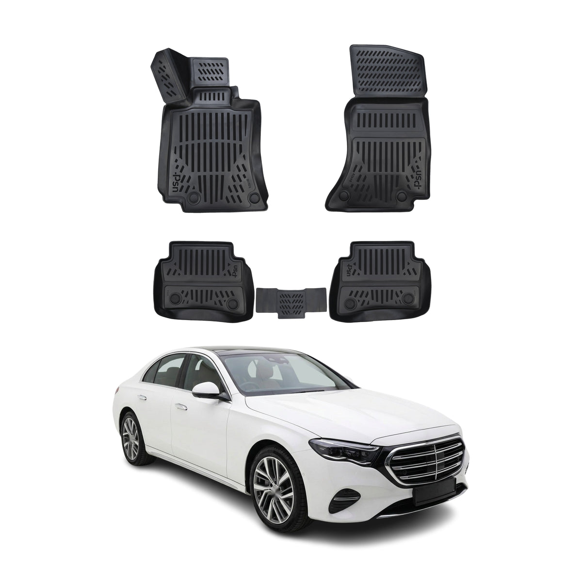 Tapis de sol pour Mercedes Classe E W214 2023-2027 Noir 3D en TPE 4Pcs