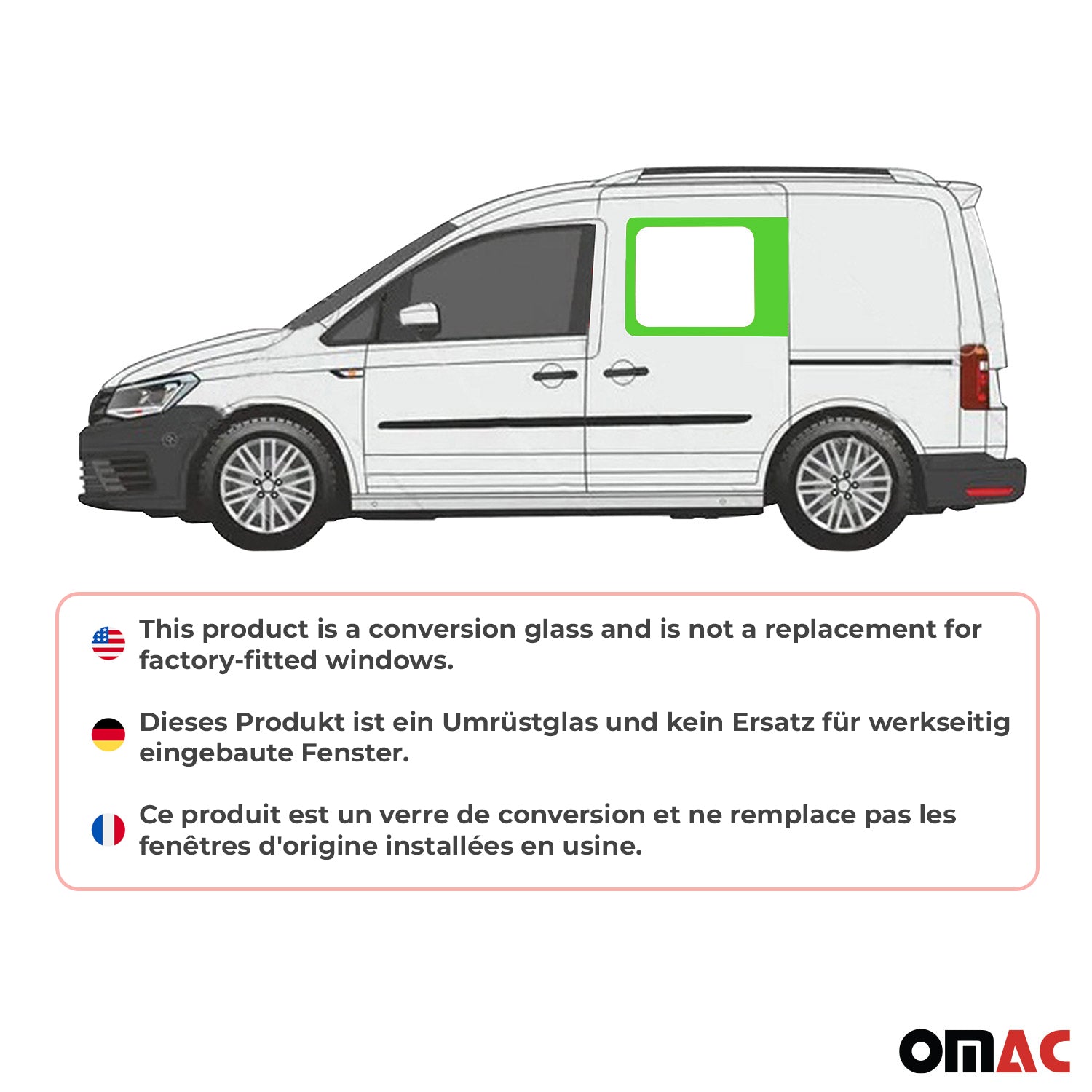 Vitre de Porte pour VW Caddy 2003-2020 L1 Avant Gauche Verre fixe