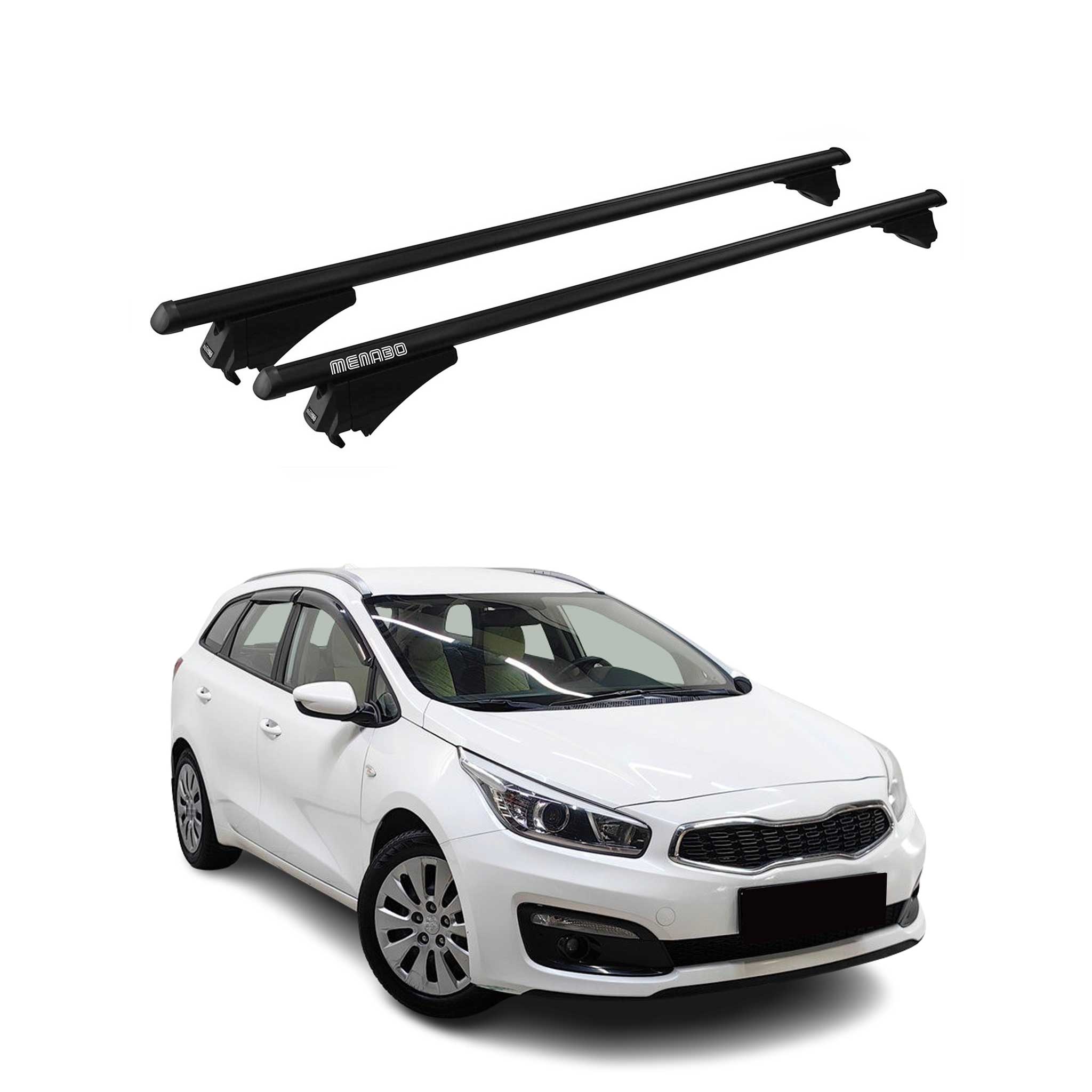 Tiger Barres de toit transversales pour Kia Ceed SportsWagon 2012-2018 Noir