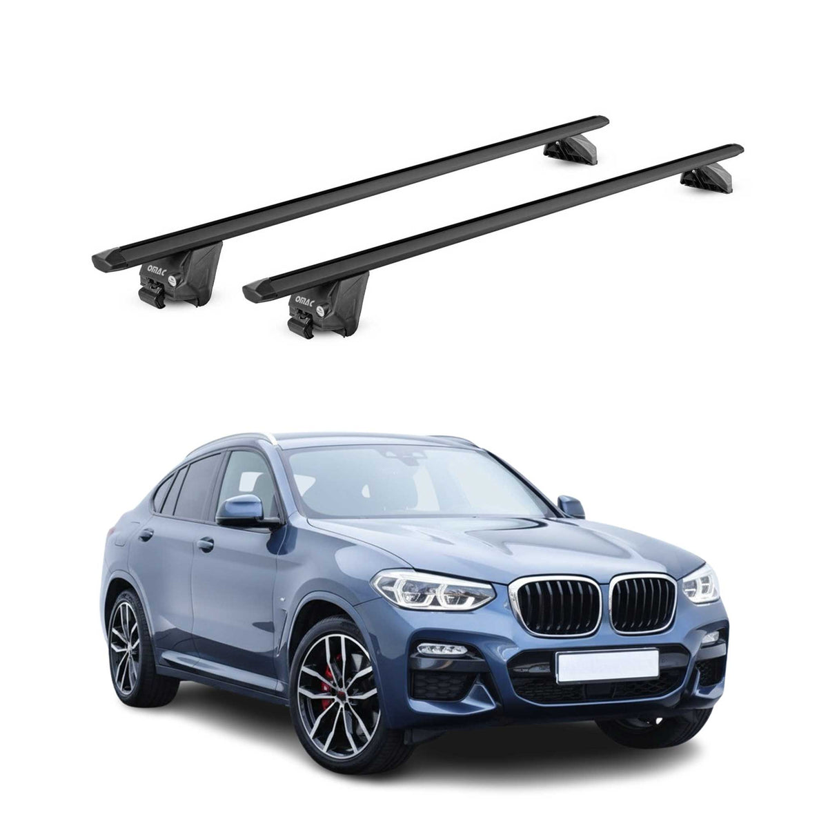 Barres de toit transversales pour BMW X4 G02 2018-2025 Alu Noir 2 pièces ABE