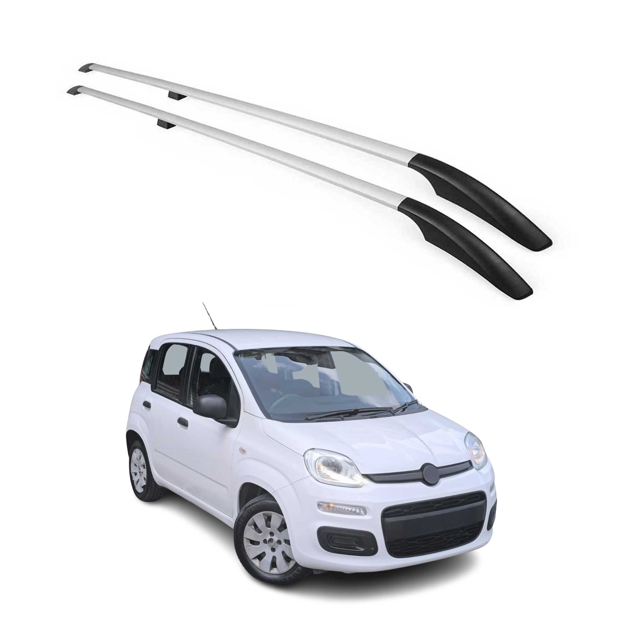 Barres de toit longitudinales pour Fiat Panda 2012-2026 Aluminium Gris