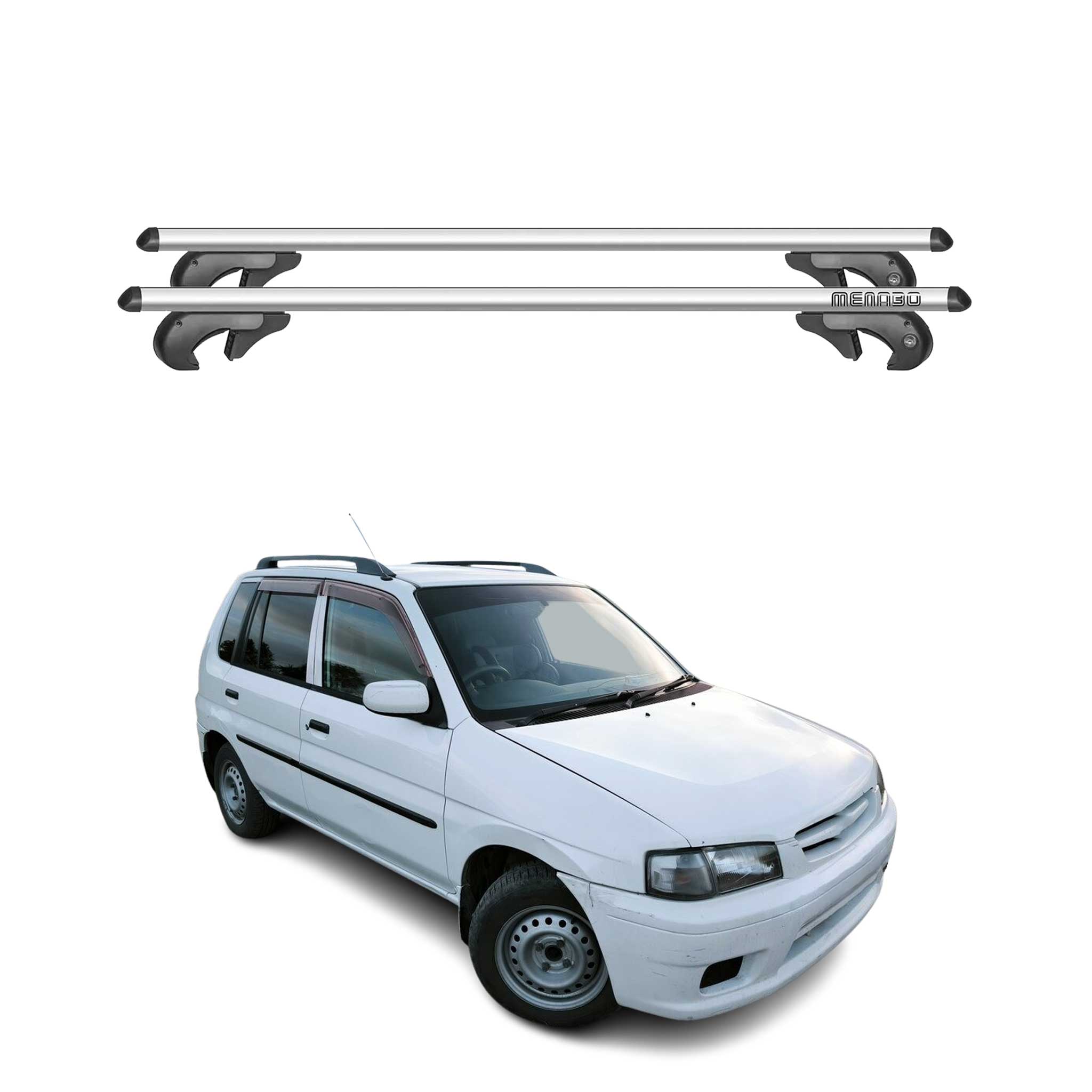 Barres de toit transversales pour Mazda Demio 1996-2002 90kg Alu Gris 2tlg