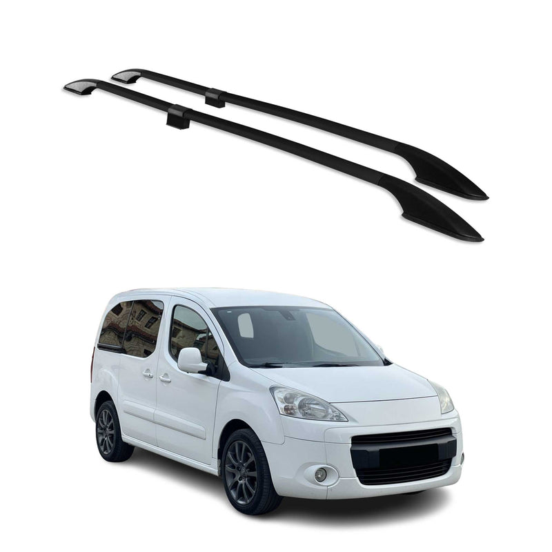 Barres de toit longitudinales pour Peugeot Partner Tepee 2008-18 L1 Alu Noir 2x