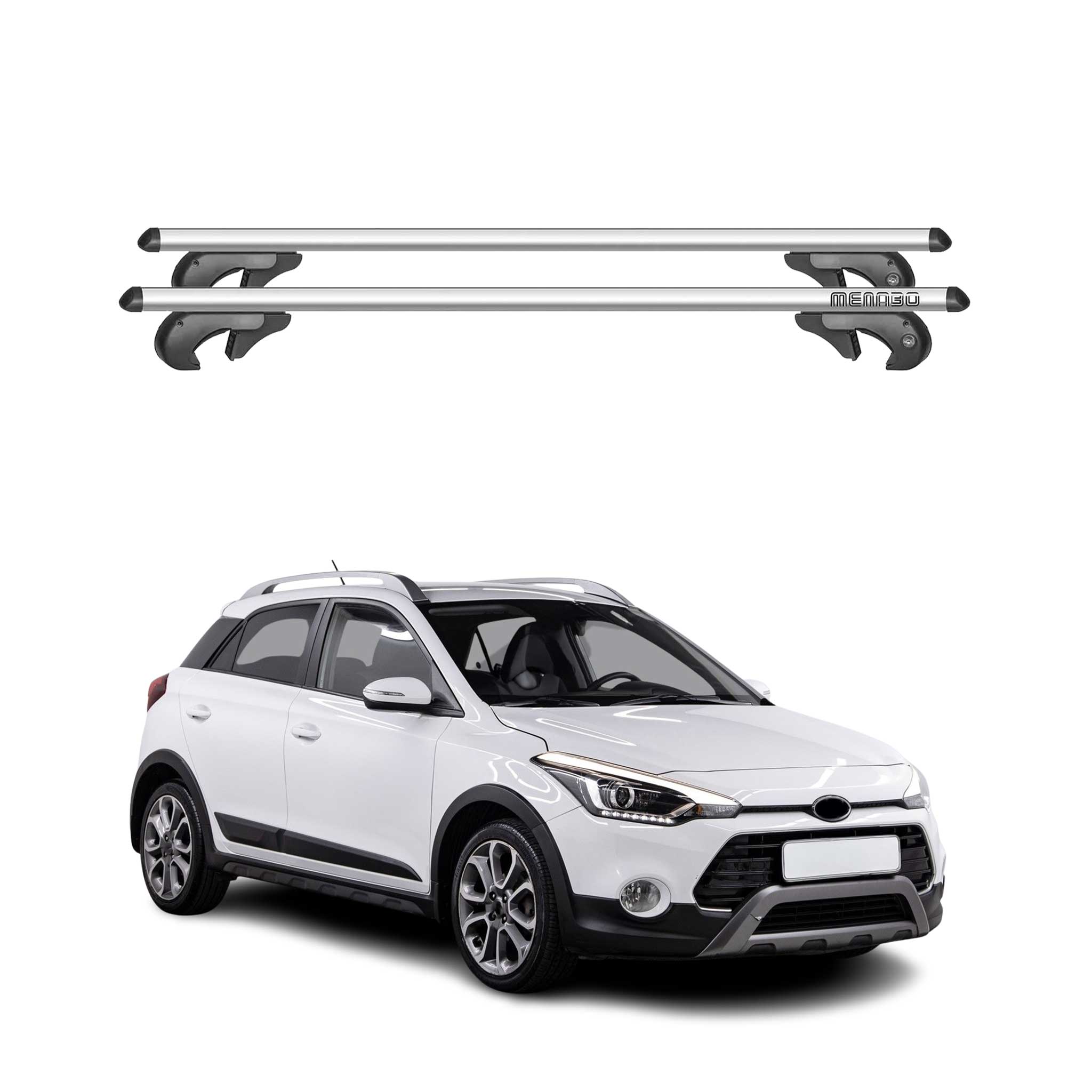 Barres de toit pour Hyundai i20 GB Active 2015-2020 90kg Aluminium Gris 2x