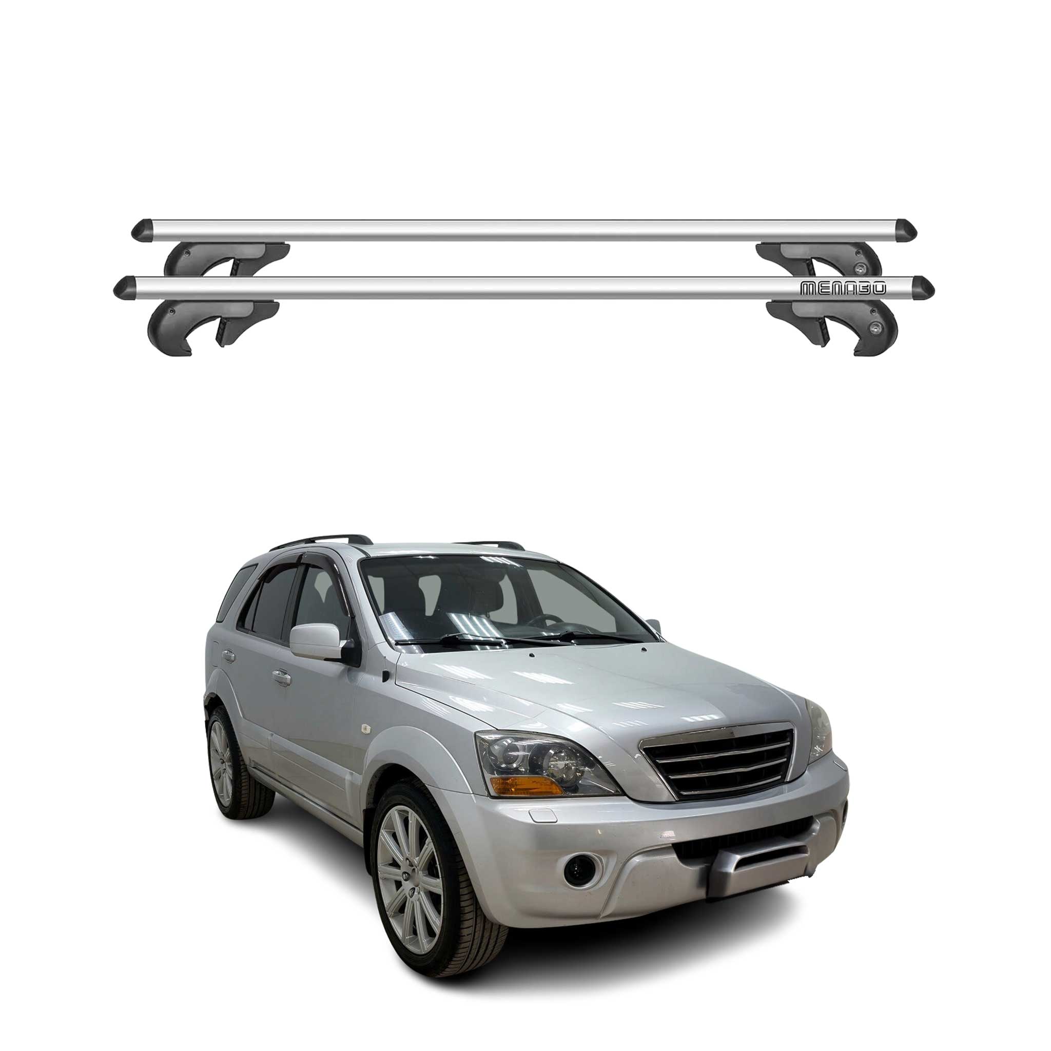 Barres de toit transversales pour Kia Sorento 2002-2009 90kg Aluminium Gris 2x