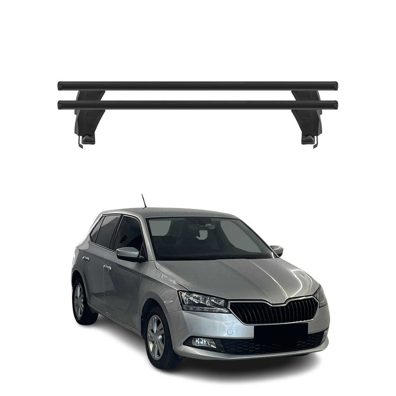 Menabo Barres de toit Transversales pour Skoda Fabia III 2015-2020 Alu Noir ABE