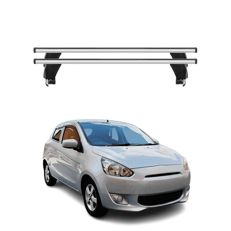 Barres de toit Transversales pour Mitsubishi Mirage HB 2012-2016 Alu Gris 2x