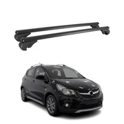 Barres de toit Transversales pour Opel Karl Rocks 2018-2019 Aluminium Noir