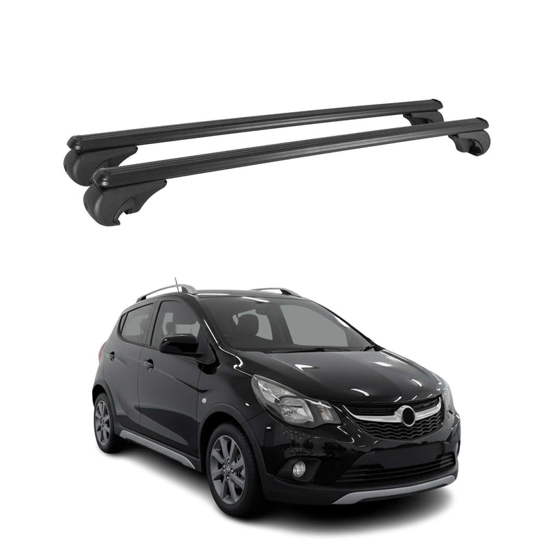 Barres de toit Transversales pour Opel Karl Rocks 2018-2019 Aluminium Noir