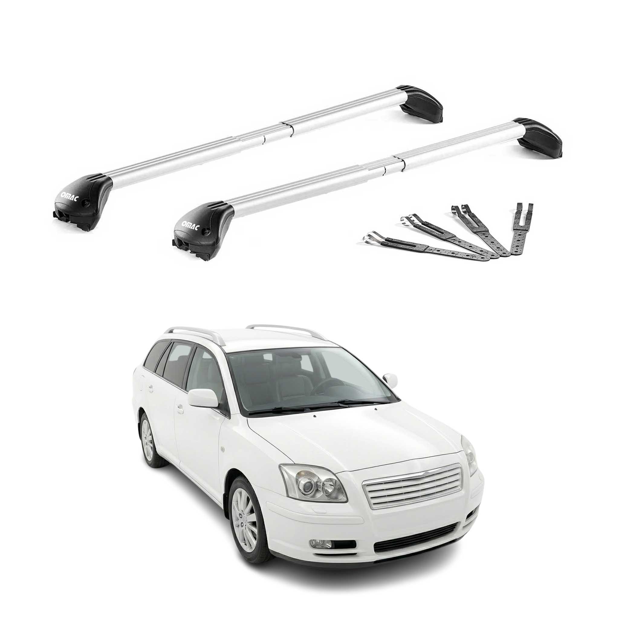 Barres de toit pour Toyota Avensis I II Break 1997-2008 Gris Argenté 2pièces ABE