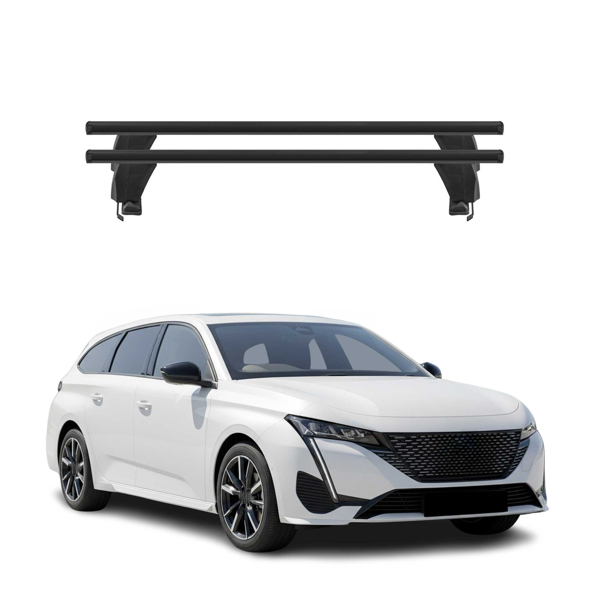 Barres de toit transversales pour Peugeot 308 Break III 2021-2026 Alu Noir 2x