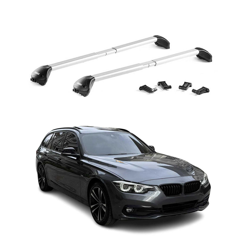 Barres de toit transversales pour BMW Serie 3 Break F31 2012-2019 Alu Gris ABE