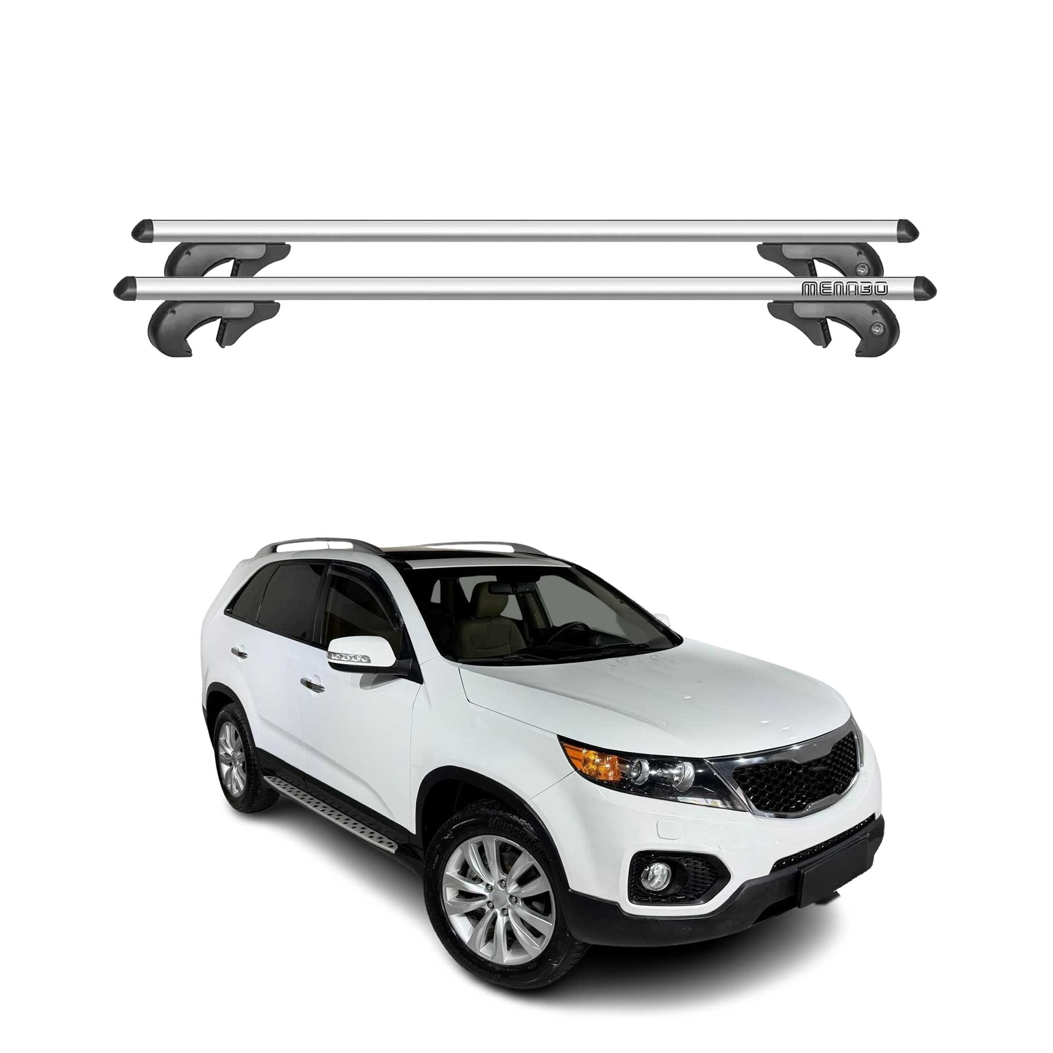 Barres de toit transversales pour Kia Sorento 2009-2014 90kg Aluminium Gris 2x
