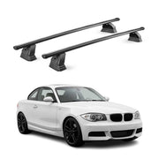 Barres de toit transversales acier pour Bmw Serie 1 coupè E82 2007-2013 Noir 2x