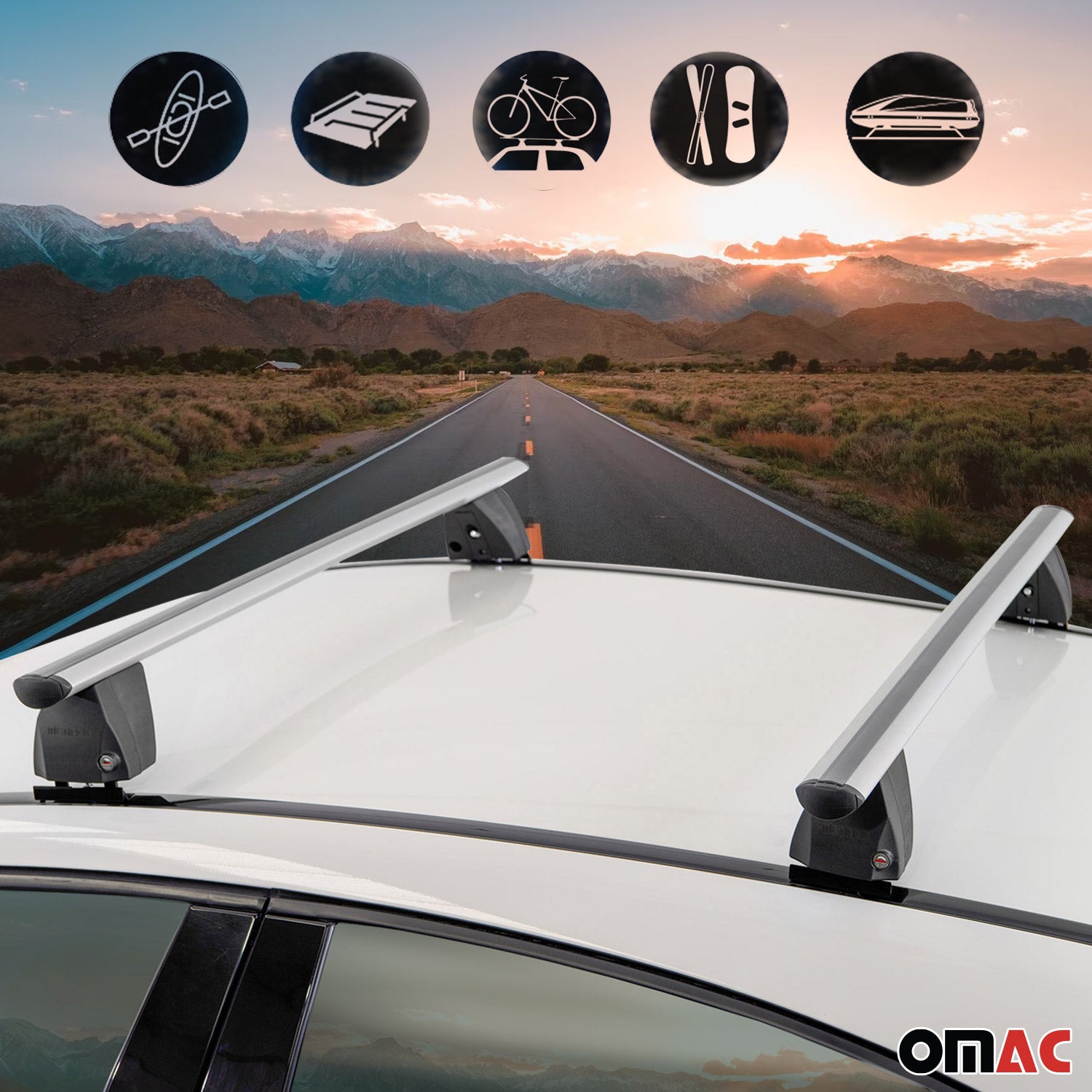 Menabo Barres de toit transversales pour BMW 5 G60 2024-2026 Alu Gris 2x