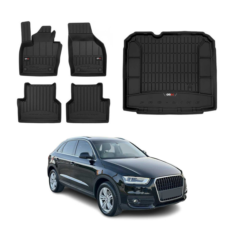 OMAC Kit Tapis de sol et coffre pour Audi Q3 8U 2011-2018 TPE Premium Noir