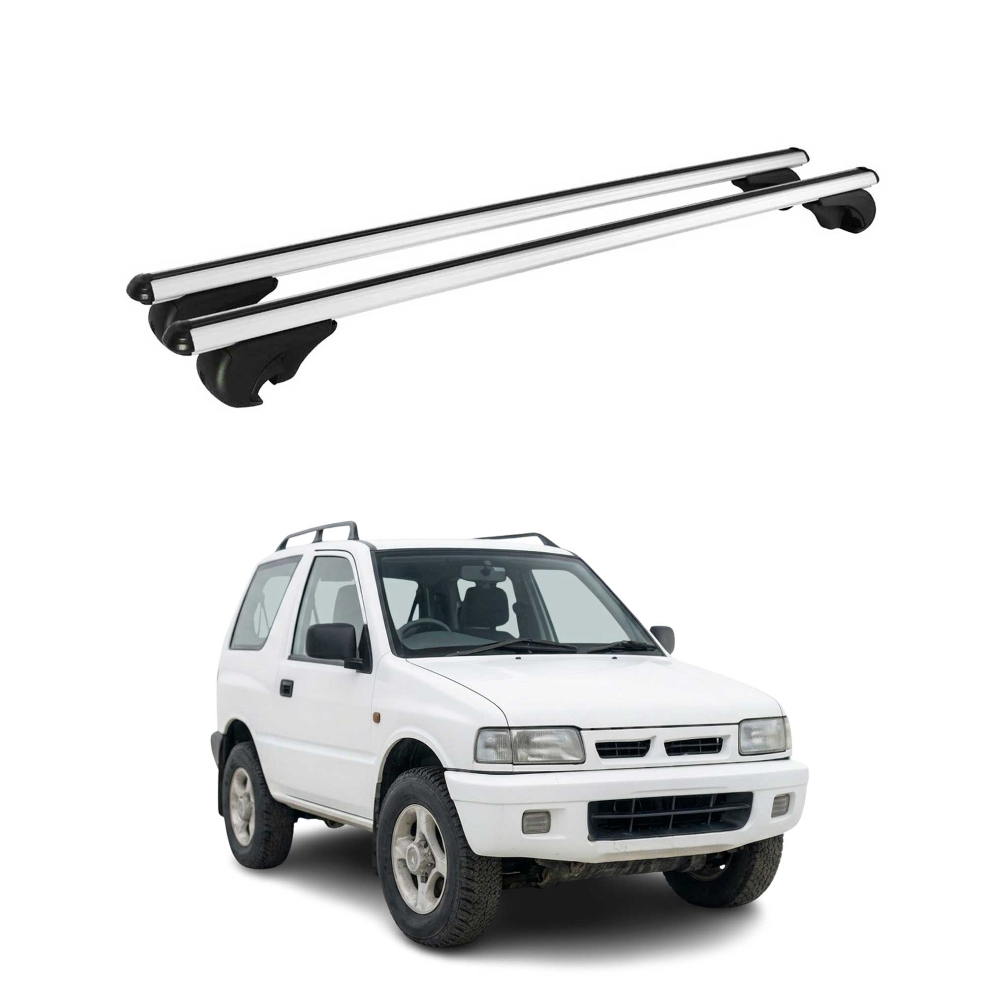 Barres de toit pour Ford Maverick / Nissan Terrano II 1993-1998 TÜV Alu Gris 2x