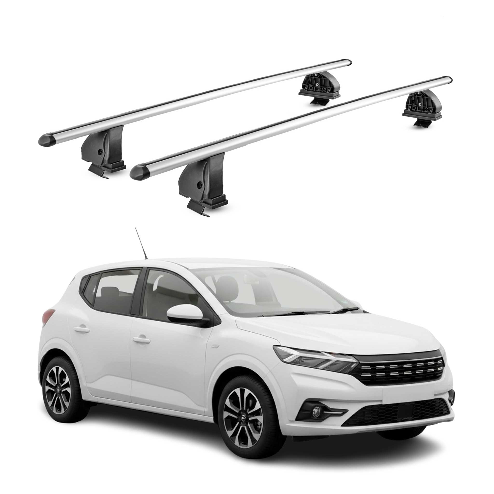 Barres de toit transversales Alu pour Dacia Sandero III 2021-2026 TÜV Gris 2Pcs