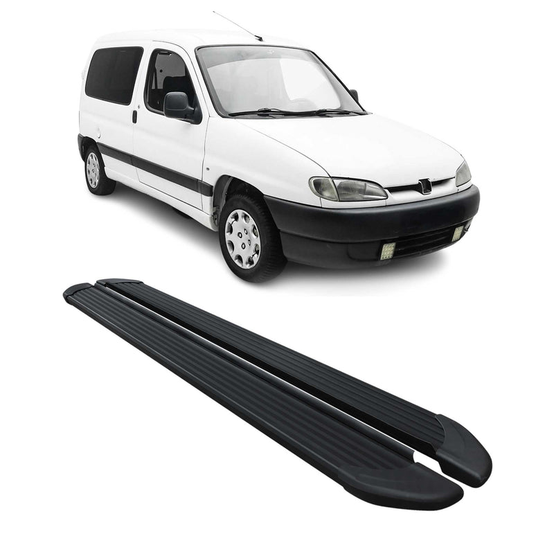 Marchepieds Latéraux pour Peugeot Partner 1996-2008 Noir Aluminium 2Pcs