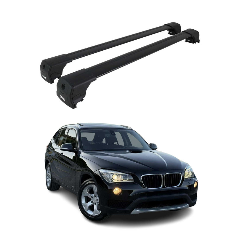 Barres de toit transversales pour BMW X1 E84 2009-2015 Aluminium Noir ABE
