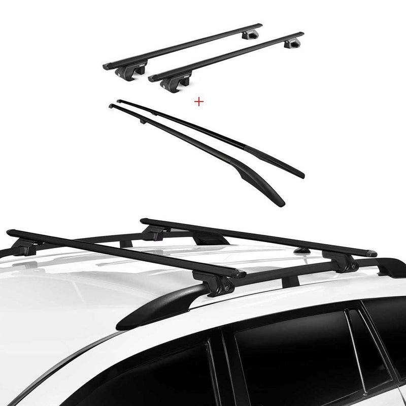 KIT Barres de toit trans+long pour Subaru XV 2012-2018 Alu Noir 4x