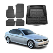 Kit Tapis de sol et coffre pour BMW Série 3 E90 Berline 2004-2011 Noir TPE