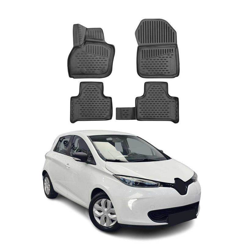 OMAC Tapis de sol pour Renault Zoe 2012-2021 sur mesure en caoutchouc Noir