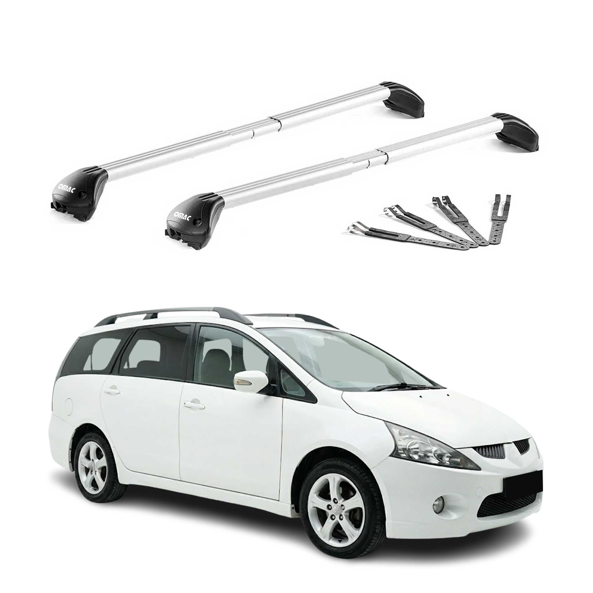 Barres de toit pour Mitsubishi Grandis 2003-2011 Alu Gris Argenté 2 pièces ABE