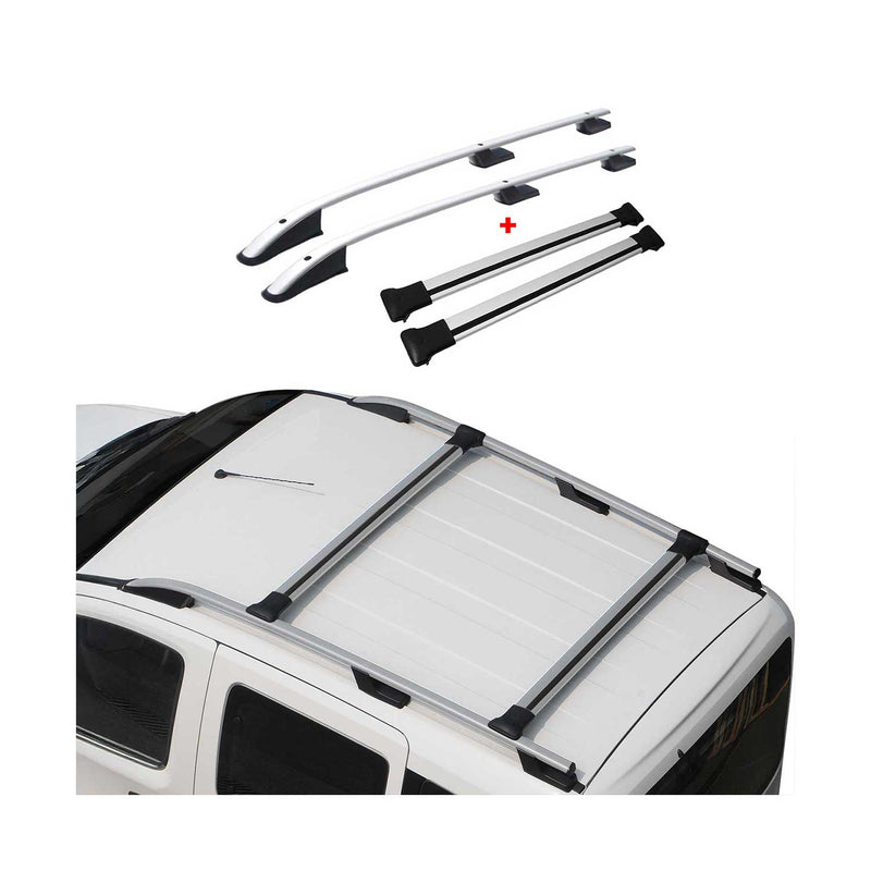 Kit Barres et Rails de Toit pour Renault Trafic Opel Vivaro 2001-14 L1 Alu Gris