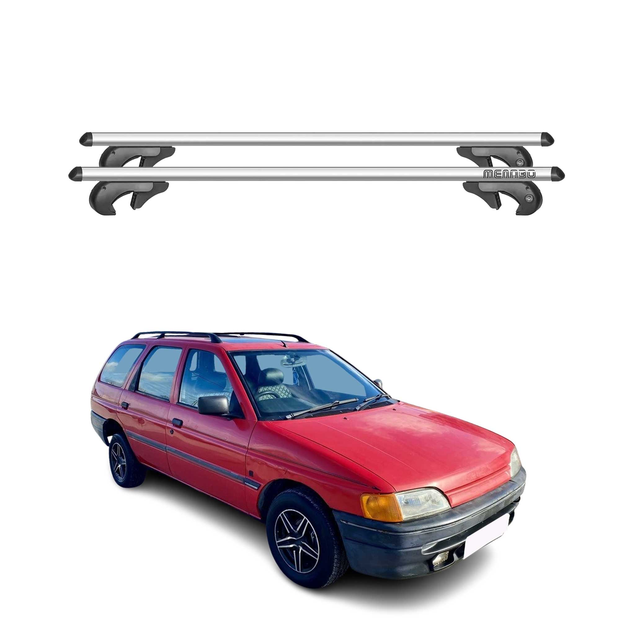Barres de toit pour Ford Escort Break 1990-2000 90kg Aluminium Gris 2tlg