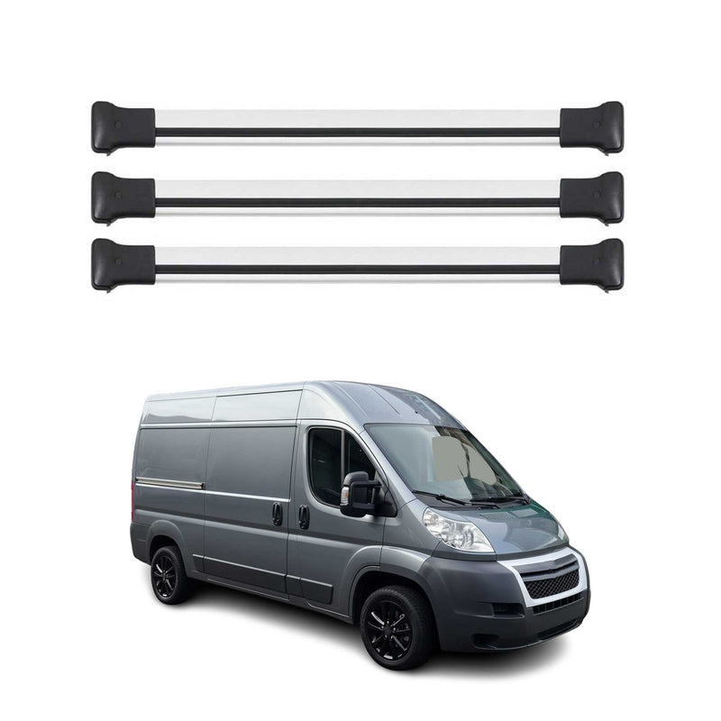 Barres de toit transversales pour Citroen Jumper 2007-2024 Aluminium Gris 3Pcs