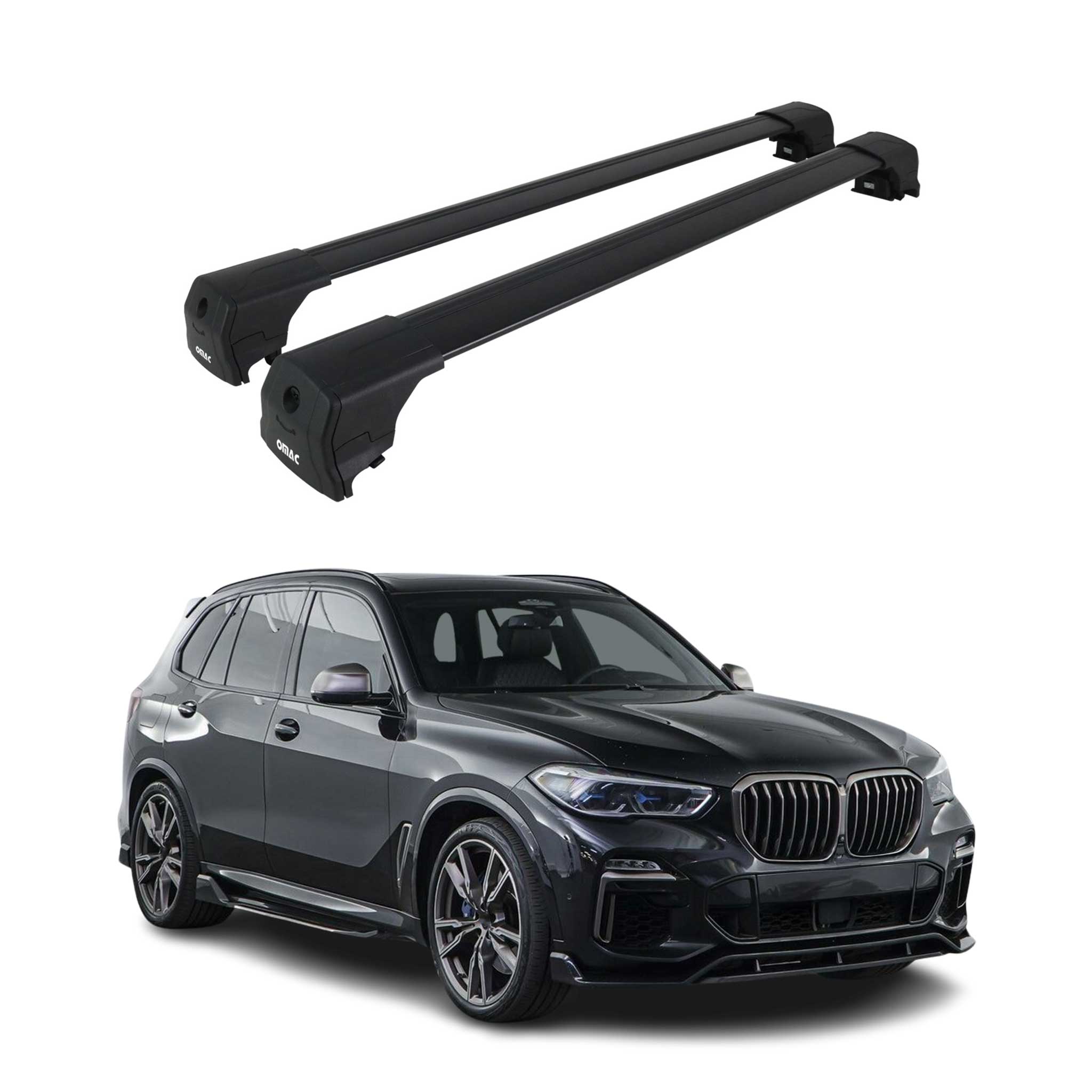 Barres de toit transversales pour BMW X5 G05 2019-2026 Aluminium Noir ABE