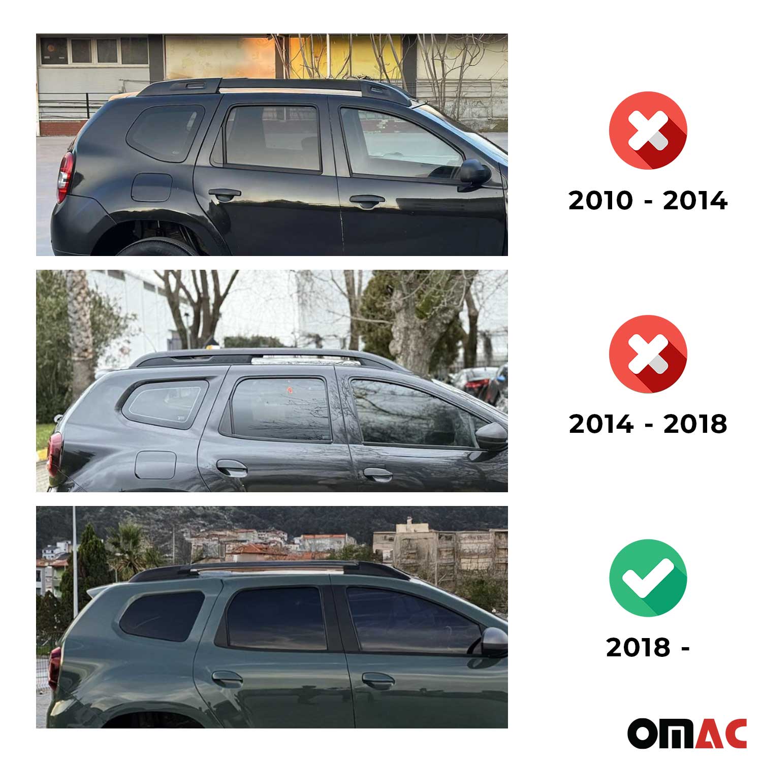 Barres de Toit Transversales pour Dacia Duster 2018-2023 Aluminium Noir