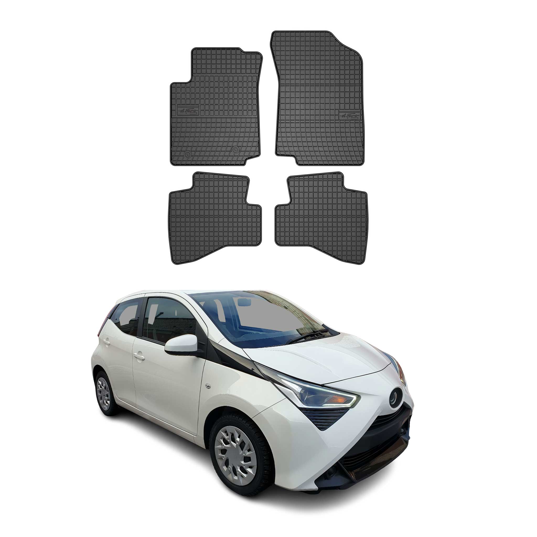 OMAC Tapis de sol pour Toyota Aygo 2014-2022 Noir en caoutchouc