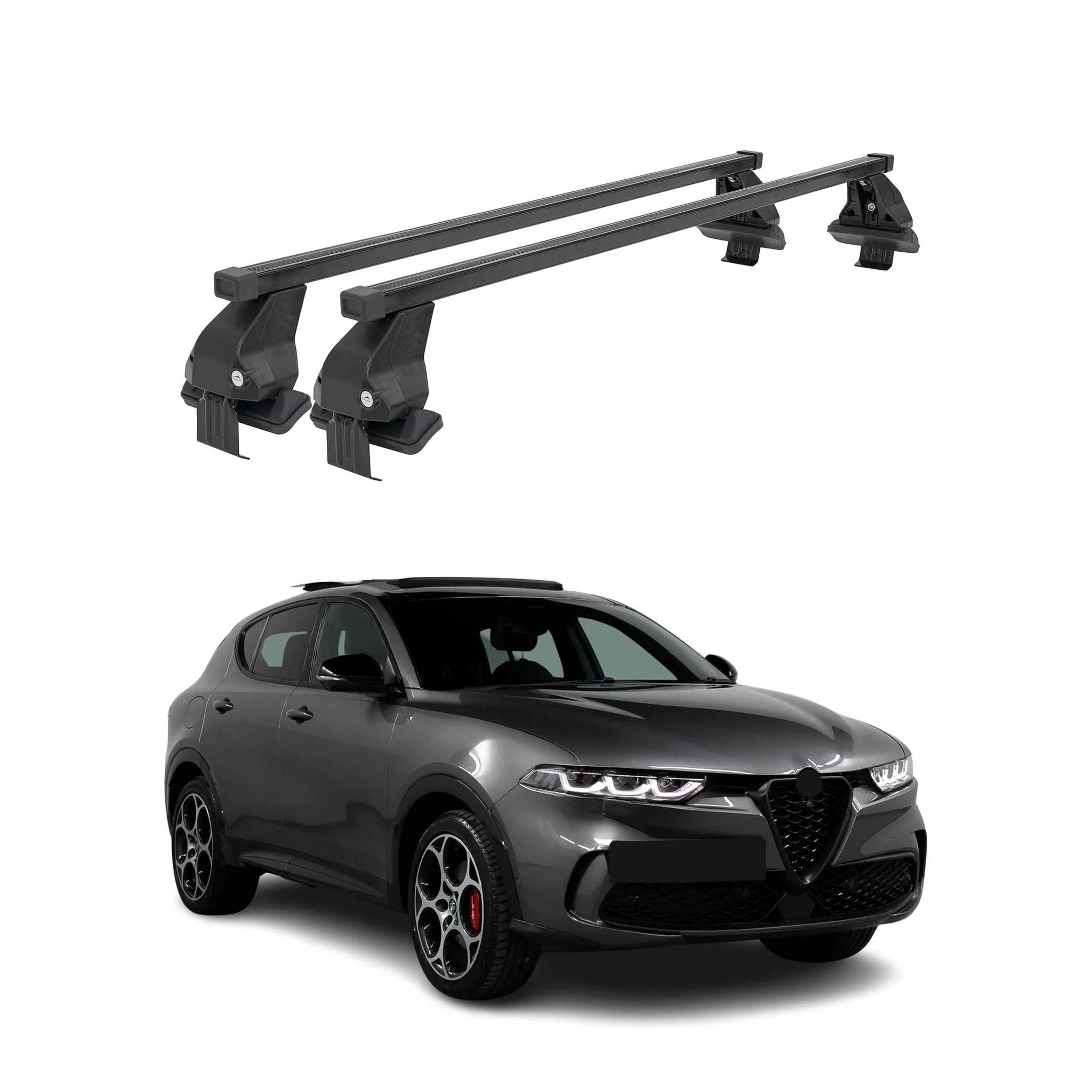 Barres de toit transversales Menabo pour Alfa Romeo Tonale 2022-2026 Noir