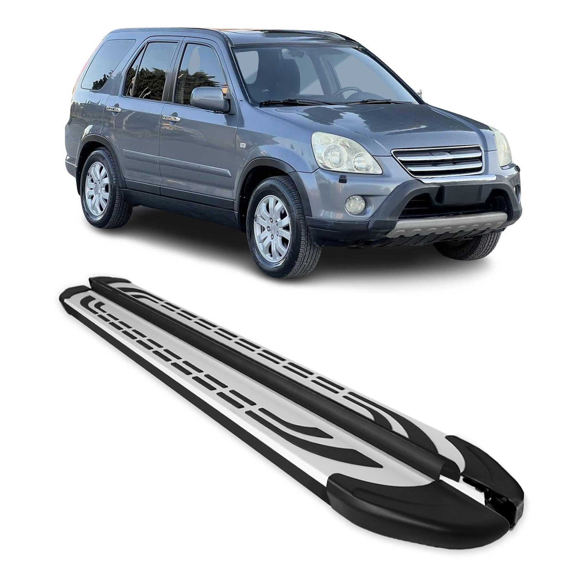 Marchepieds Latéraux pour Honda CR-V II 2002-2006 Gris Noir Aluminium 2Pcs