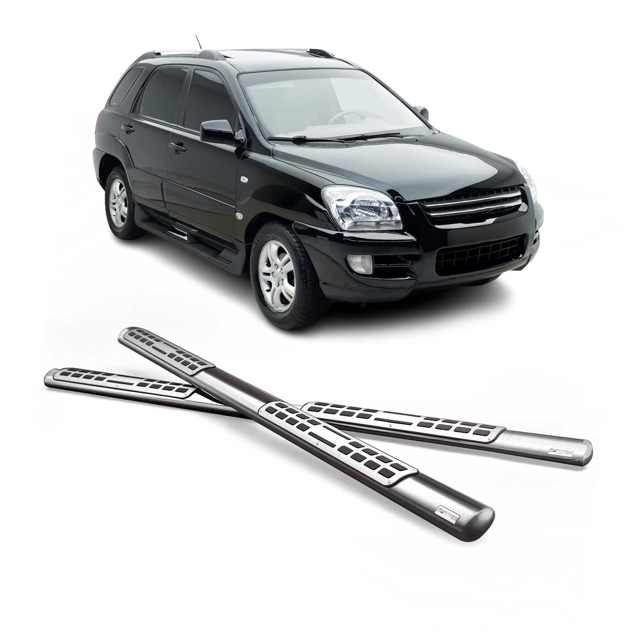 Marchepieds Latéraux pour Kia Sportage 2005-2008 Acier Inoxydable Argent