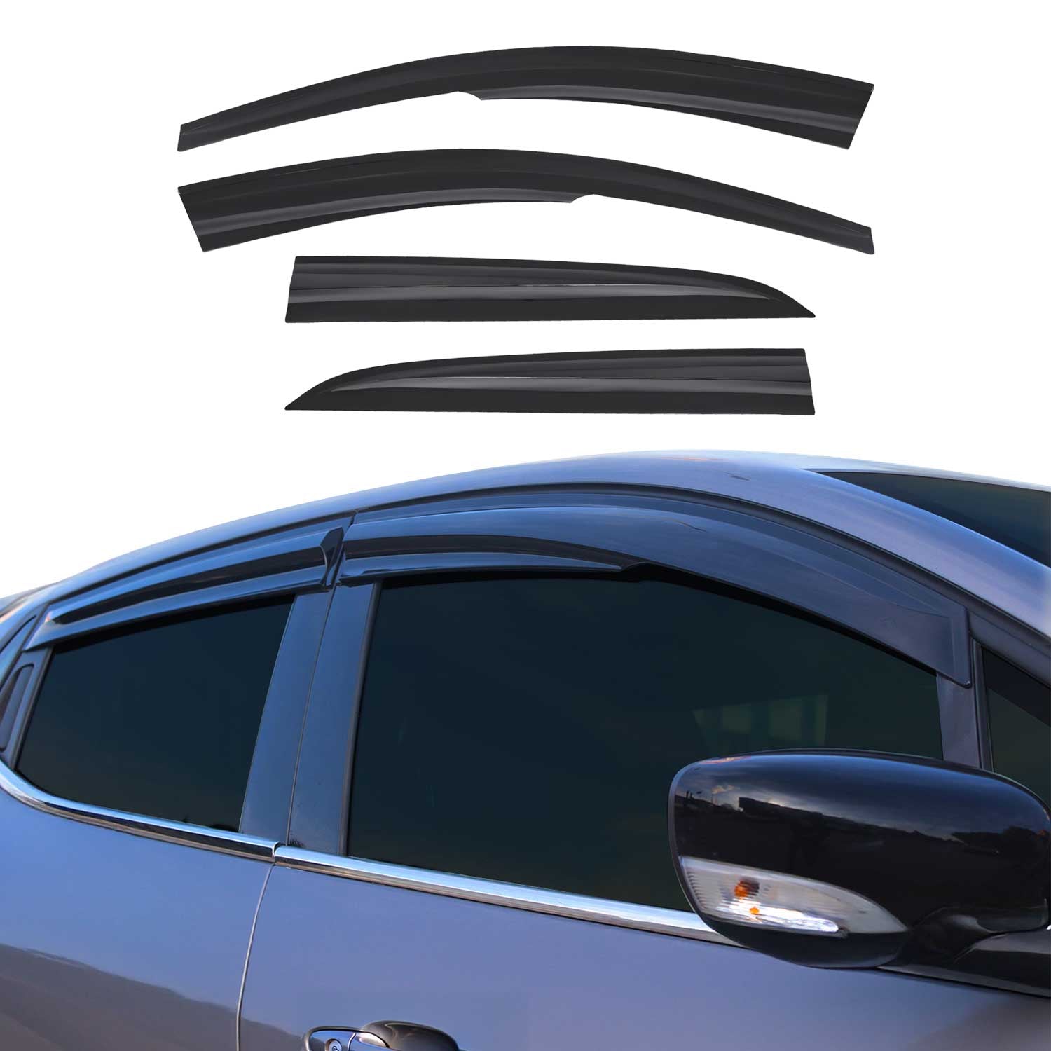Déflecteurs De Vent Pluie D'air pour Renault Symbol Thalia 2013 en Acryl noir 4x