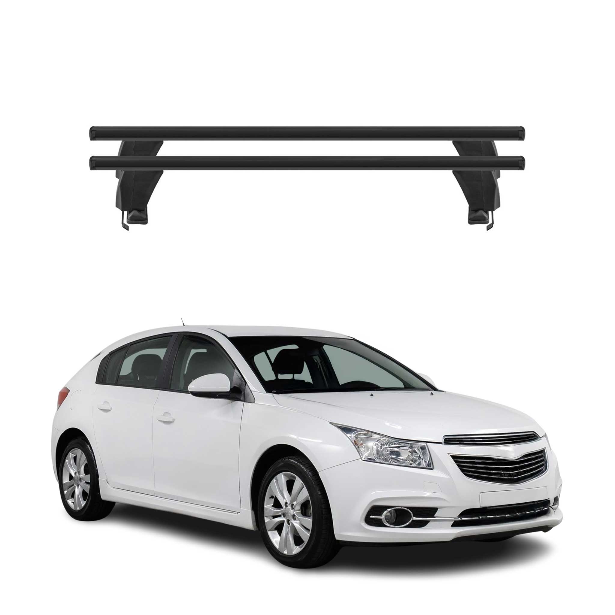 Menabo Barres de toit Transversales pour Chevrolet Cruze 2009-2016 HB Alu Noir